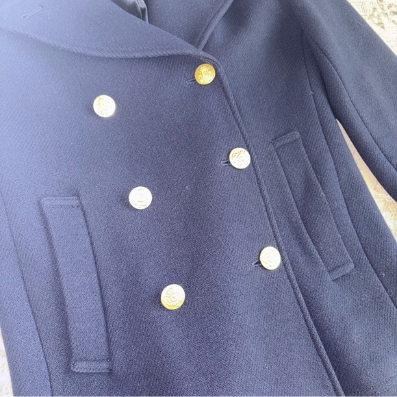 J. Crew Stadium Cloth by Nello Gori Wool Classic Blend Pea Coat Navy Size 2 - Picture 3 of 12
